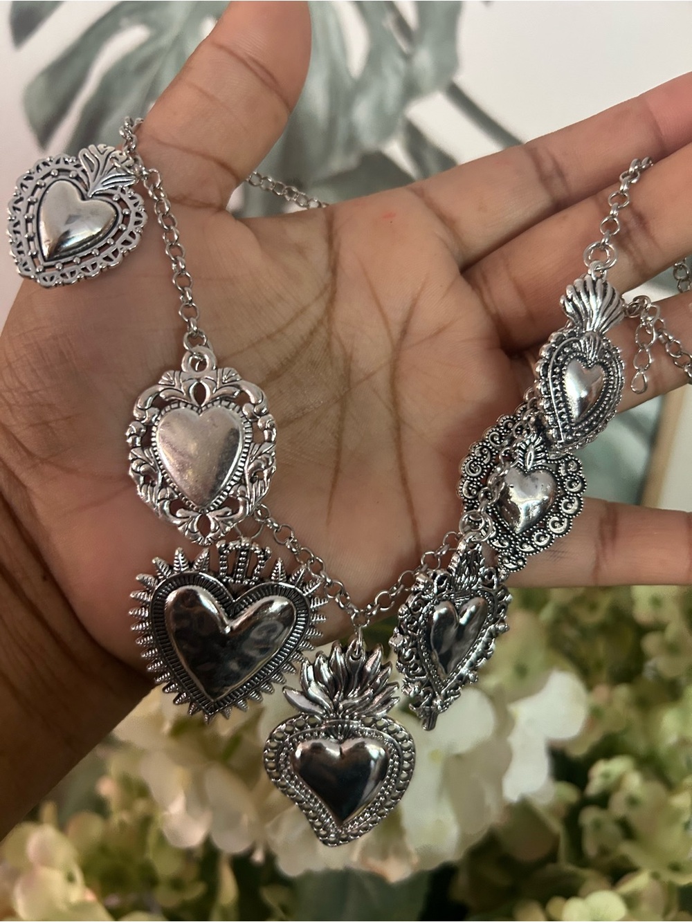 Sterling-Look Heart Charm Necklace - Silver Women Jewelry